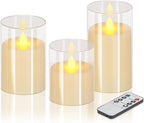 Flameless Candles 4" 5" 6" Acrylic Pillars 3 Pack