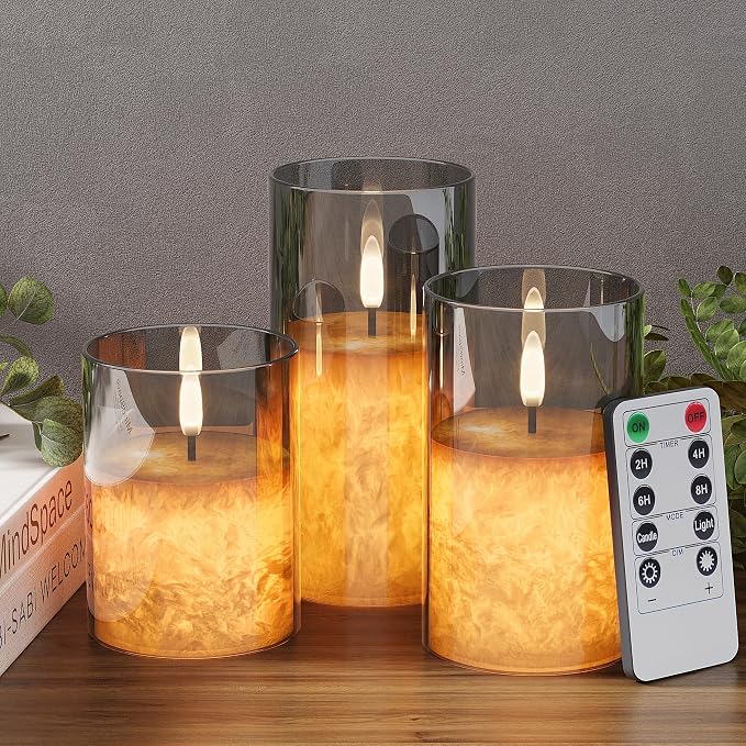 Flameless Floral Candles with Remote – Battery Operated