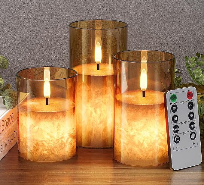 Flameless Floral Candles with Remote – Battery Operated