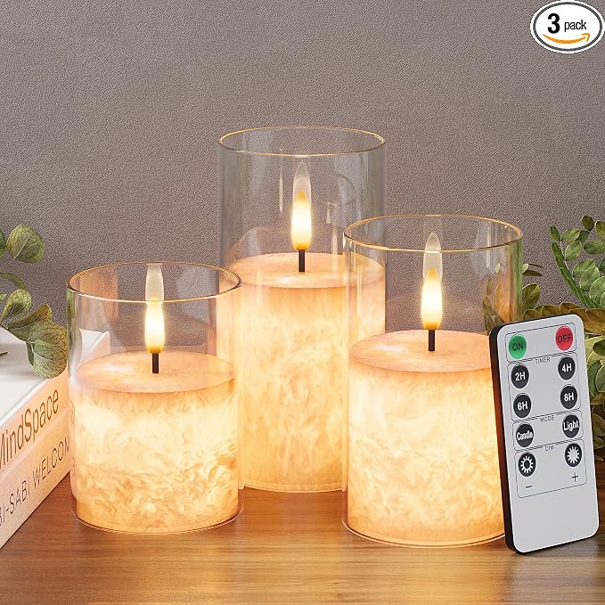 Flameless Floral Candles with Remote – Battery Operated