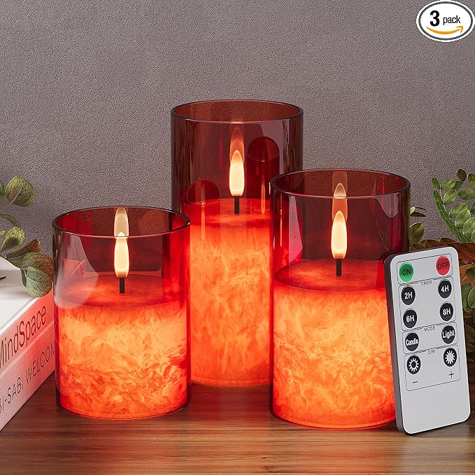 Flameless Floral Candles with Remote – Battery Operated
